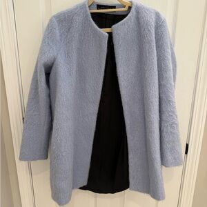 Zara Blue Teddy Jacket Cozy Plush Design